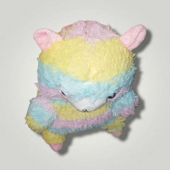 Rainbow lama  Alpaca Plushie Backpack 14" x 9" - Picture 5 of 6